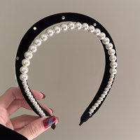 Double Layer Pearl Headband For Women – Wide Rhinestone Hair Crown (High Crown, Elegant Hair Accessories)