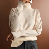 Clothing Autumn winter casual versatile sweaters loose turtleneck warm sweaters solid knitted pullover tops
