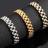Golden Stainless Steel Men’s Bracelet For Men 10MM Wide Watch Chain Ladies Female Bracelets Wholesale Boys Jewellery