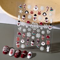 Christmas Embossed Nail Decals - 5D Naked Sheet | 3D Santa Snowman Snowflake Cartoon Relief Stickers