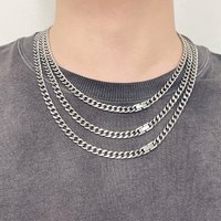 Steel Titanium Non-Fading Thick Jewelry Clasp Cuban Chain Necklace Unisex Personality Street Hip-Hop Simple Versatile