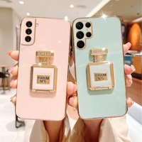 S 22 Perfume Mirror Holder Plating Case Samsung Galaxy S21 S22 Plus Ultra S22ultra Silicone Stand Cover S20 Fe S21fe