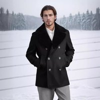 Clothing Woolen Coat Double Breasted Sheepskin Collar Jacket Slim Fit Woolen Coat
