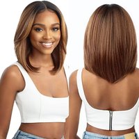 wig new wig women's short hair brown bobo head repair face medium long curly hair middle part bangs full headgear