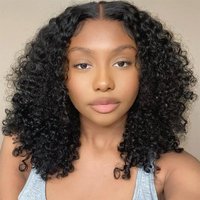 Short Kinky Curly Bob Human Hair Wig Pre Plucked Lace Frontal Closure Deep Wave Wig Curly Human Hair Bob Wigs For Women