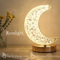 Bedroom Crystal Touch Dimming Night Light Room Home Decor Aesthetics USB Bedside LED Ambient Table 3d Moon Lamp