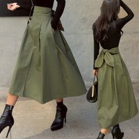 Clothing line skirt umbrella skirt super hot bow big swing skirt slim waist long