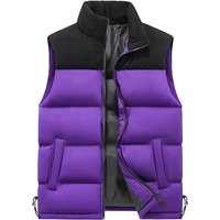 Autumn Winter Loose Fashion Colorblock Thick Sleeveless Waistcoat Warm Vest Jacket