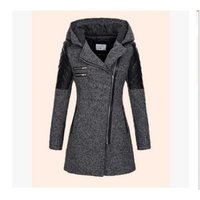 Autumn Winter Models. High Quality Diagonal Zipper Hooded Woolen Windbreaker Jacket