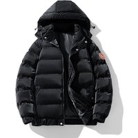 Clothing Winter Thick Warm Cotton Padded Jacket Trendy Solid Hooded Cotton Padded Jacket Bread Coat Velcro