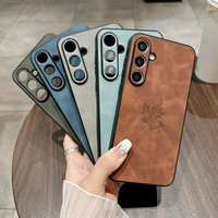 Samsung Galaxy A55 A35 A25 A15 A54 A34 A24 A14 A23 A13 A52 A12 A04s Case Retro Vintage Lambskin Leather Fabric Leaf
