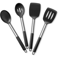 Cooking Utensils 4-Piece Set, Non-Stick Silicone Kitchen Utensils, Heat-Resistant Non-Toxic Slotted Solid Spoon