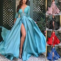 Clothing Lace Sequins Big Swing Sexy Long Skirt Tail Banquet Evening Dress