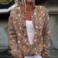 Women's Clothing new 3D digital printing cardigan knitted jacket women's early spring and autumn