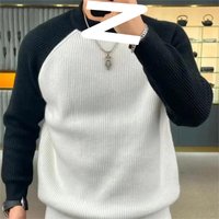 Loom Loom Russian Ozon Autumn Winter New Round Neck Sweater Men's High-end Color Block Knitwear Trendy Cross-border Trade