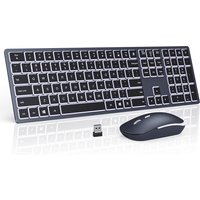 Wireless Combo USB Silent Backlit Rechargeable Full Slim Keyboard & Mouse Set