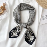 European American Style Silk Square 70cm Dotted Elegant Small Flower Autumn Winter Thin Neck Scarf Hair Band