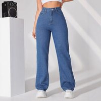 High-Waisted Straight Leg Jeans – Classic Navy, Tailored Fit (XS-5XL)