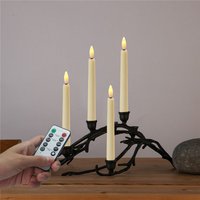 6 Pack Rotating Long Candles Beige Shell Bullet Head Remote Control Christmas Wedding Table Decoration Electronic Candle Lights