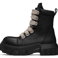 Mid Calf Leather Martin Boots Thick Sole Anti Slip & Breathable Round Toe Casual & Outdoor Style