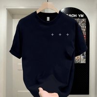 Men's Clothing Short Sleeved Tops Soft Versatile T Shirt Light Luxury Fashion Short Sleeved Round Neck