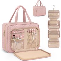 Ladies hanging travel toiletries with jewelry storage bag, large makeup bag