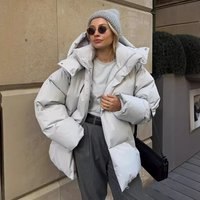 Winter Padded Jacket Lightweight Warm Coat Detachable Hood Streetwear Fashion Polyester Fiber Loose Fit Multiple Colors