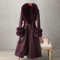 Women's Clothing Rabbit Fur Coat 2024 New Mid Length Fur Women's Over The Knee Fox Fur Collar Coat Slim Fit