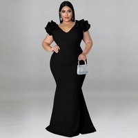 Plus Bodycon Dress Summer Arrival Ruffled Sleeve Backless Sexy Design Casual Elegant Long Dress