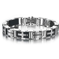 Classic Cross Stainless Steel Trendy Punk Silicone Bracelet Student Hip Hop Jewelry