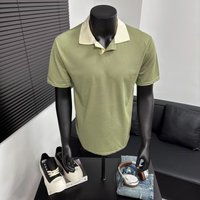 European Style Polo Shirt – Oversized V Neck Short Sleeve Block & Side Slits 