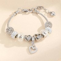 Pan's Crystal With Hollow Heart And Diamond Inlay DIY Handmade Large Hole Bead Detachable Bracelet