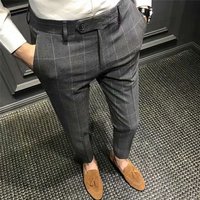 Clothing Spring plaid casual trousers slim skinny trousers nine point trousers trousers trendy suit trousers