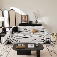 Chenille Sofa Cover – Slip-Resistant Stretchable Sofa Protector, One-Piece Full Coverage Throw Blanket (Multiple Sizes & Colors, Striped Design)