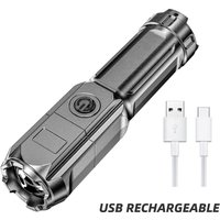 High Power LED Flashlight USB Rechargeable Torch Portable Zoomable Camping Light 3 Lighting Modes Use High Strength ABS Material