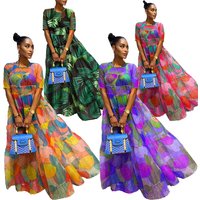 Clothing Hot Sale Mesh Print Dress