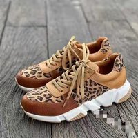 Foreign Trade Large Lace Up 2024 Thick Soled Round Toe Low Top Leopard Print Sports Casual Shoes