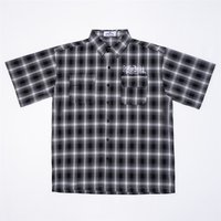 Men's Clothes Plaid Short-sleeved Shirt Men's Fashion Ins Summer Street Fashion Brand Loose Lapel Five-quarter Sleeve Personality Shirt Coat