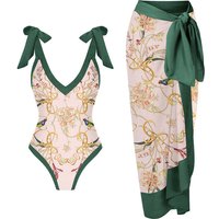 2023 One Piece Swimwear Tight Slim Strap Swimwear Set Chiffon Long Skirt