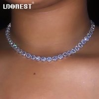 Iced Out 13MM Tennis Chain Micro Paved Cuban Link Chain Necklace Bling AAA Rhinestone Tennis Choker Necklace Women Men