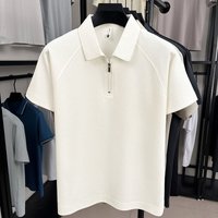 Summer Lightweight Polo Shirt Premium Short Sleeved T Shirt Half Zip Textured Collar Cool Stylish Breathable Top