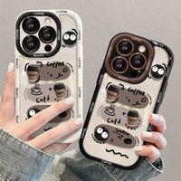 Phone Case & Covers Applicable To 14promax Mobile Phone Case IPhone13 Graffiti Coffee Briquette Doll 11 15 Silicone Funny
