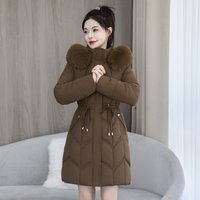 Clothing winter cotton jacket waist thickened cotton jacket cotton coat large fur collar