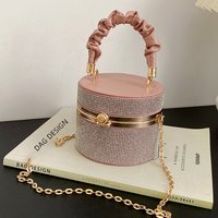 Spring Simple Western Style Mini Flash Diamond Fashion Bucket Bag 2023 All match Pleated Chain Shoulder Bag