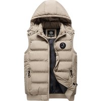 Men’s Winter Hooded Puffer Jacket, Zip-Up Stand Collar Bomber Vest, Thickened Polyester Shell With Cotton Lining, Urban Streetwear (Sizes L-3XL)