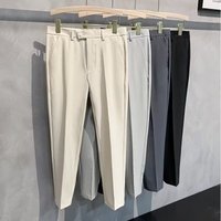 Slim Fit Dress Pants Stretch Polyester Trousers Business Casual