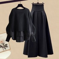 Clothing winter suits loose fitting two piece tops stylish slim skirts two piece suits