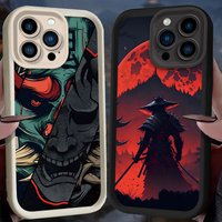 Terror Ghost Face Samurai Phone Case iPhone 16 15 14 13 12 11 Pro Max X XR 8 7 6S Plus SE 2020 Shockproof Silicone Cover