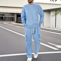 European American 2025 Autumn Long Sleeved Sweatshirt Round Neck Suit Sports Casual Sports Trousers Two Piece Suit