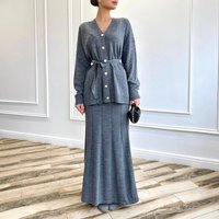 Women's Elegant Solid Color Blazer & Skirt Set, Long Sleeve Button-Up Jacket With Midi Skirt, Spring Office Wear, Plus Size (Xs-Xxxl)